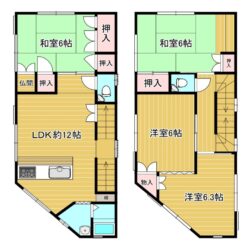 木・鉄筋コンクリート造陸屋根４階建間取